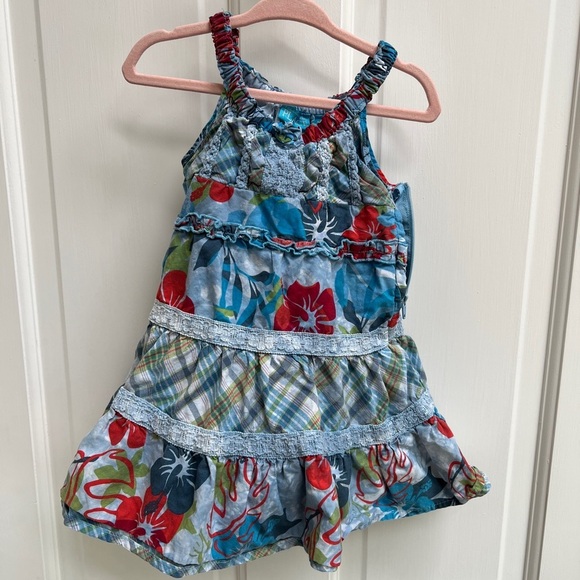 The Children’s Place 24M Patriotic Blue and Red Hibiscus Sun Dress - Picture 1 of 4